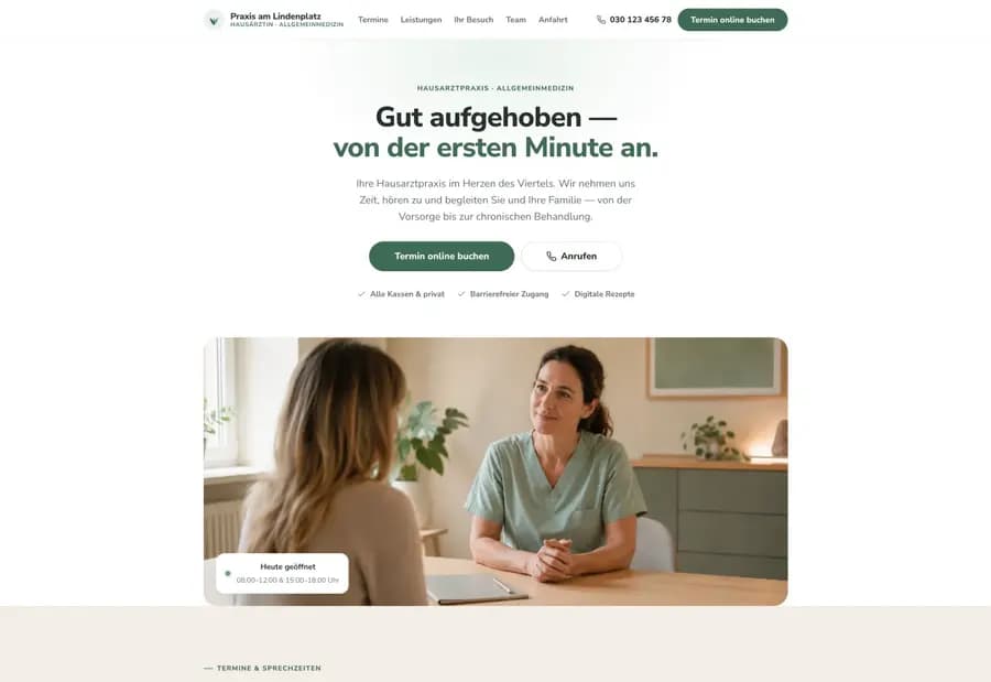 Vorschau der Beispiel-Website Hausarztpraxis
