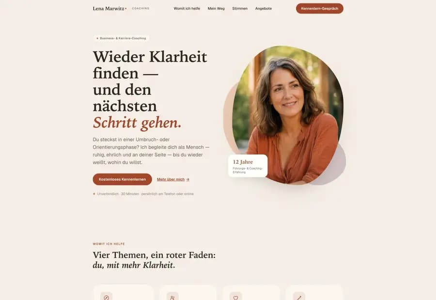 Vorschau der Beispiel-Website Coaching