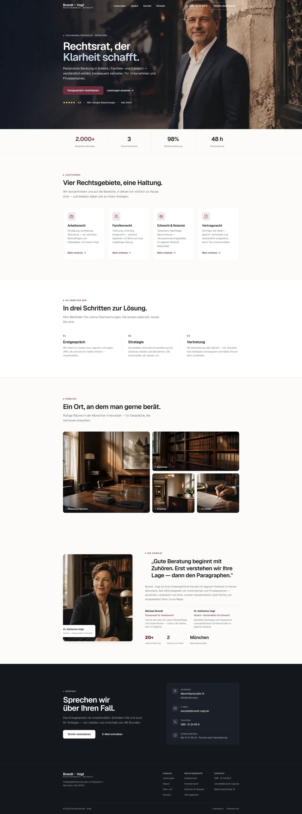 Beispiel-Entwurf einer modernen Kanzlei-Website