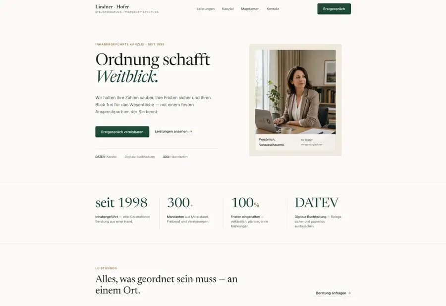 Vorschau der Beispiel-Website Steuerberatung