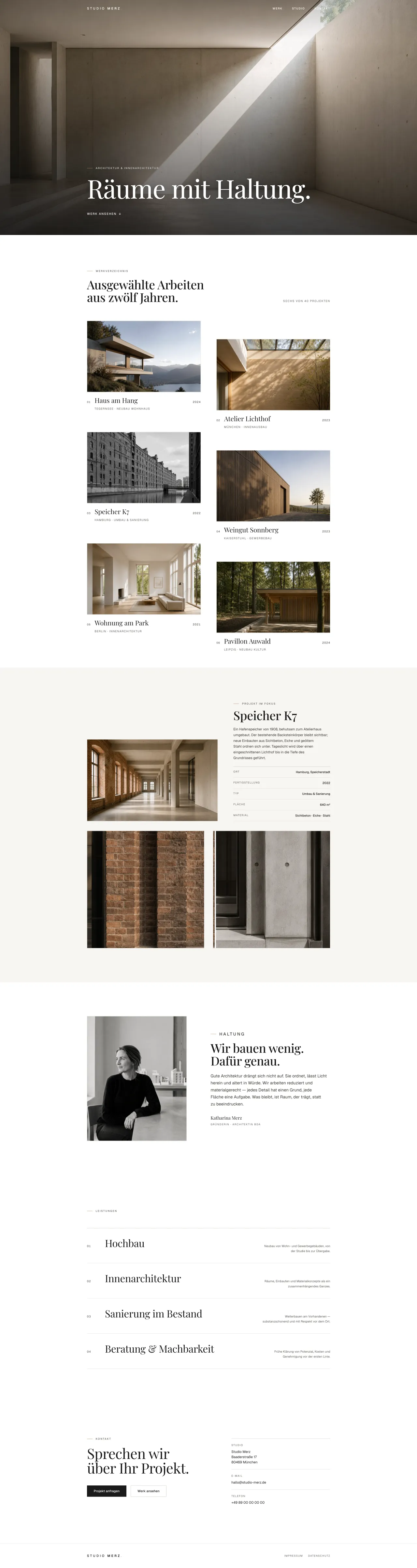 Example website Architektur — Hochbau & Innenräume