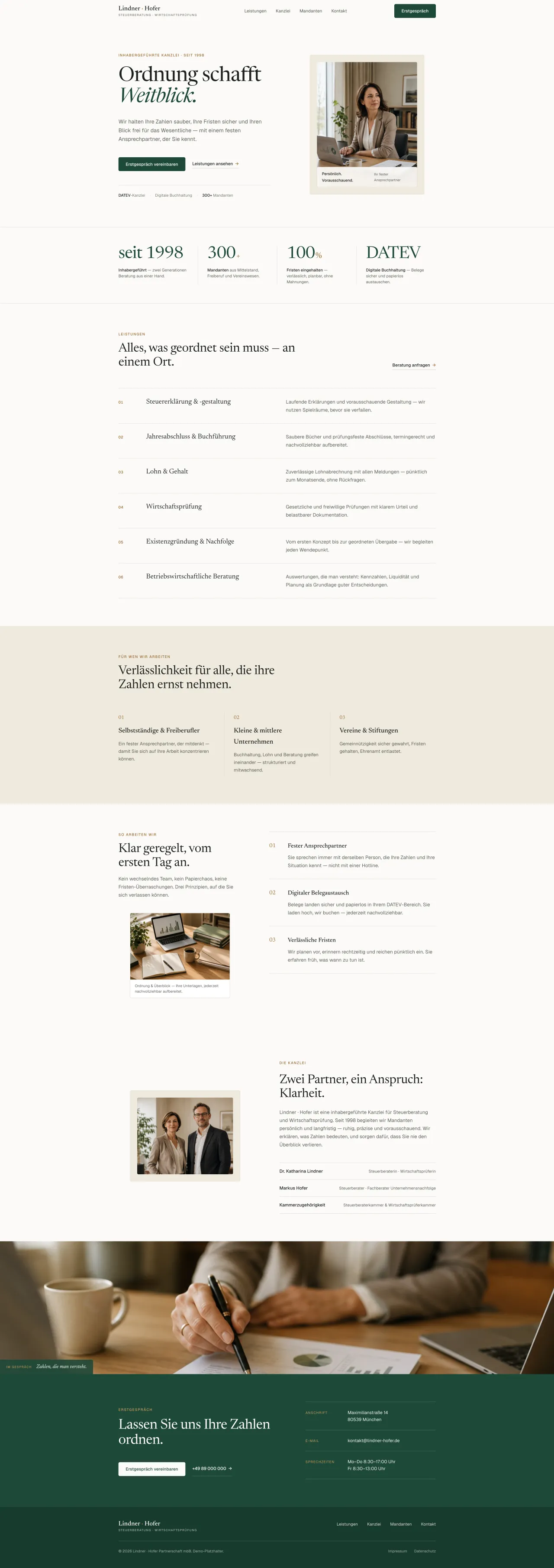Example website Steuerberatung — Wirtschaftsprüfung